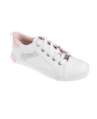 Bebe Little Girls Low Top with Rhinestones Beads and Plate Sneakers