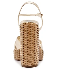 Schutz Women's Keefa High Straw Round Toe Sandals
