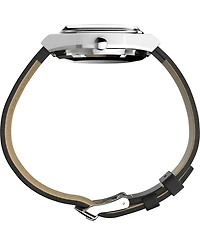 Timex Men's Mechanical Automatic Black Leather Watch, 34mm