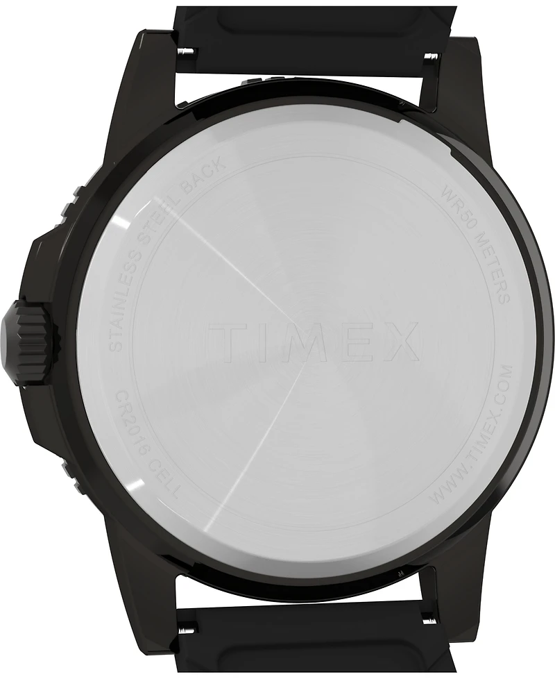 Timex Men's Quartz Analog Black Silicone Watch, 45mm