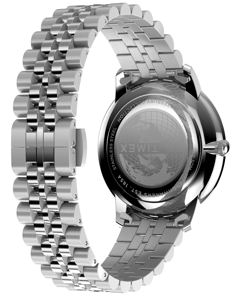 Timex Men's Quartz Analog Silver-Tone Stainless Steel Watch, 39mm