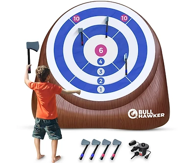 Swooc Bull Hawker | Giant Axe Darts (Over 6ft Tall) w/ 15+ Games | Axe Throwing Game for Backyard w/ Air Pump | Carnival Game