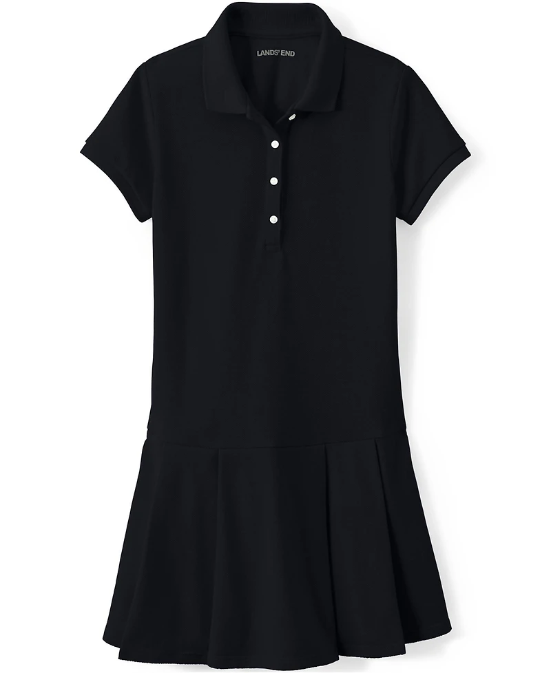 Lands' End Big Girls Short Sleeve Mesh Pleated Polo Dress