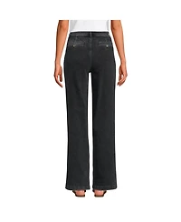 Lands' End Women's High Rise Soft Denim Pleated Wide Leg Trousers