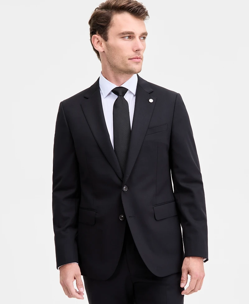 Ted by Baker Men's Modern-Fit Black Solid Wool-Blend Suit Separate Jacket