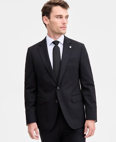 Ted by Baker Men's Modern-Fit Black Solid Wool-Blend Suit Separate Jacket