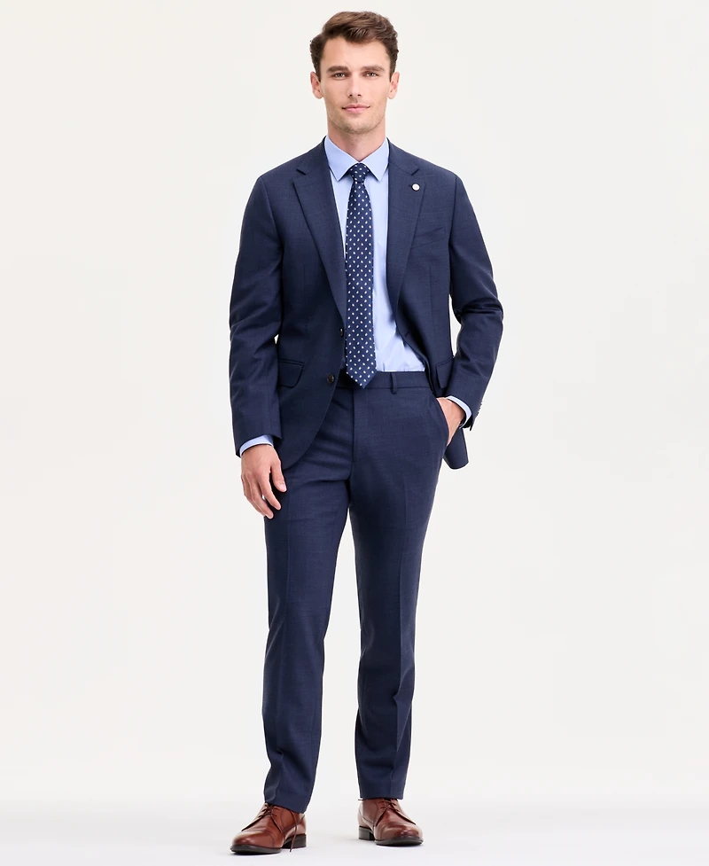 Ted by Baker Men's Modern-Fit Blue Sharkskin Wool-Blend Suit Separate Jacket