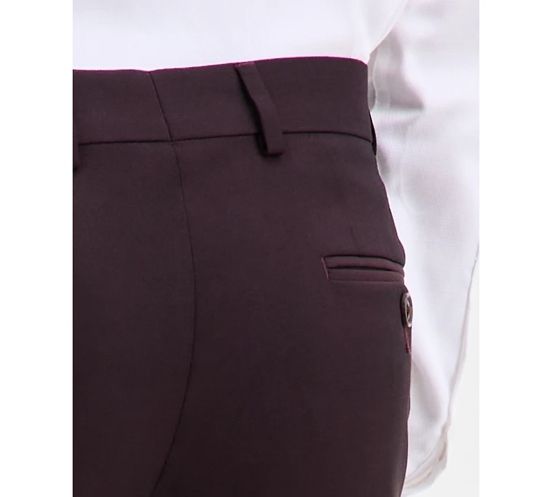 Ted by Baker Men's Modern-Fit Stretch Bordeaux Wool-Blend Suit Separate Pants