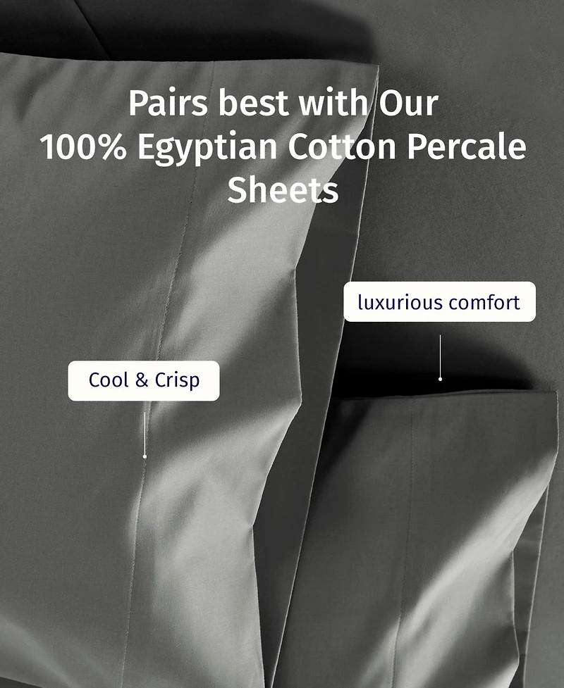 Luxury 100% Egyptian Cotton Pillowcases King Set of 2 - Classic Percale, Soft & Breathable, Fits Pillows
