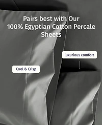 Luxury 100% Egyptian Cotton Pillowcases King Set of 2 - Classic Percale, Soft & Breathable, Fits Pillows