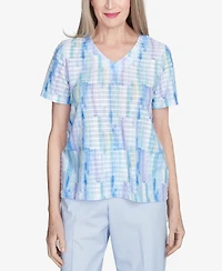 Alfred Dunner Petite St. Thomas Textured Brushstroke Short Sleeve Top