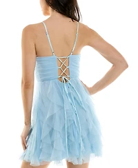 pear culture Juniors' Surplice-Neck Ruffle-Skirt Dress