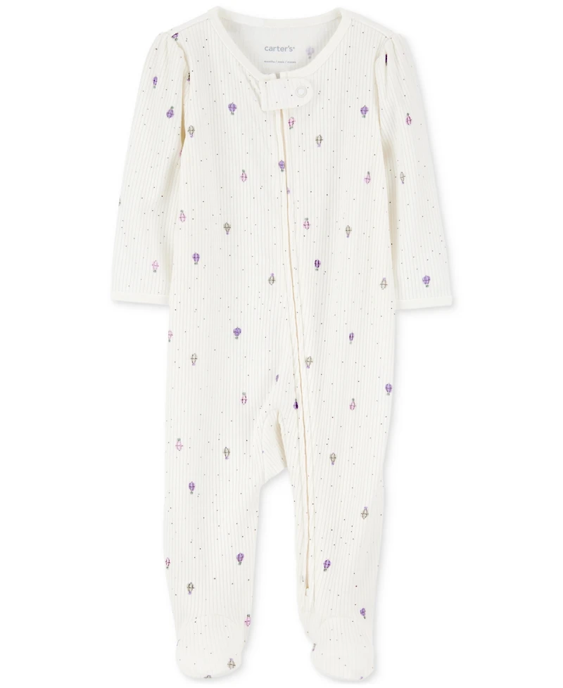 Carter's Baby Girls Air Balloon 2-Way-Zipper Textured Sleep and Play Footed Coverall