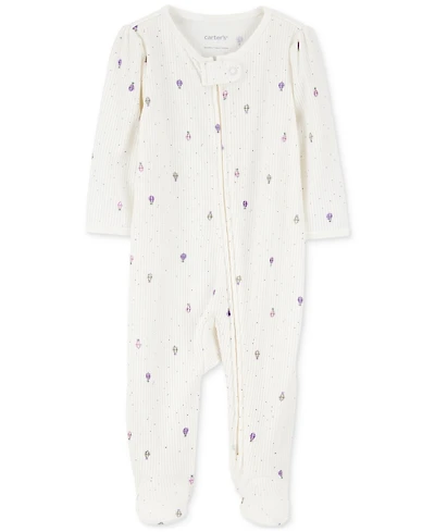 Carter's Baby Girls Air Balloon 2-Way-Zipper Textured Sleep and Play Footed Coverall