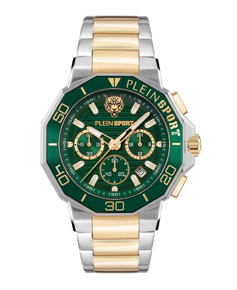 Plein Sport Men's Titan Chronograph Date Quartz Two-Tone Bracelet Watch, 46mm