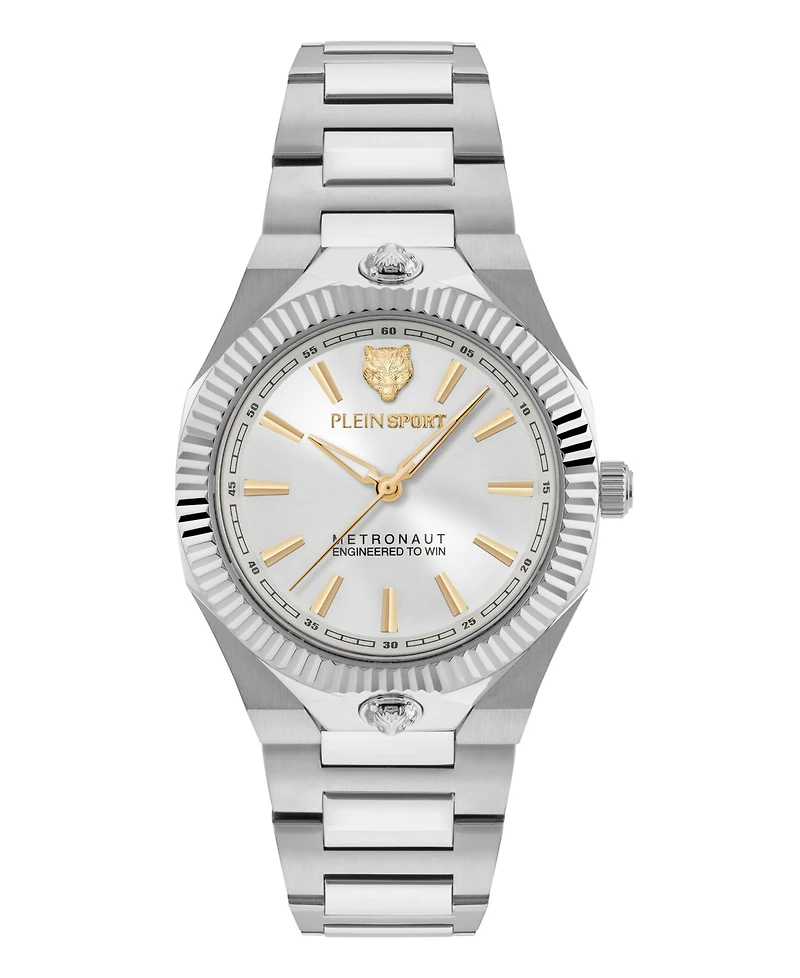 Plein Sport Women's Metronaut Three Hand Quartz Stainless Steel Bracelet Watch, 36mm