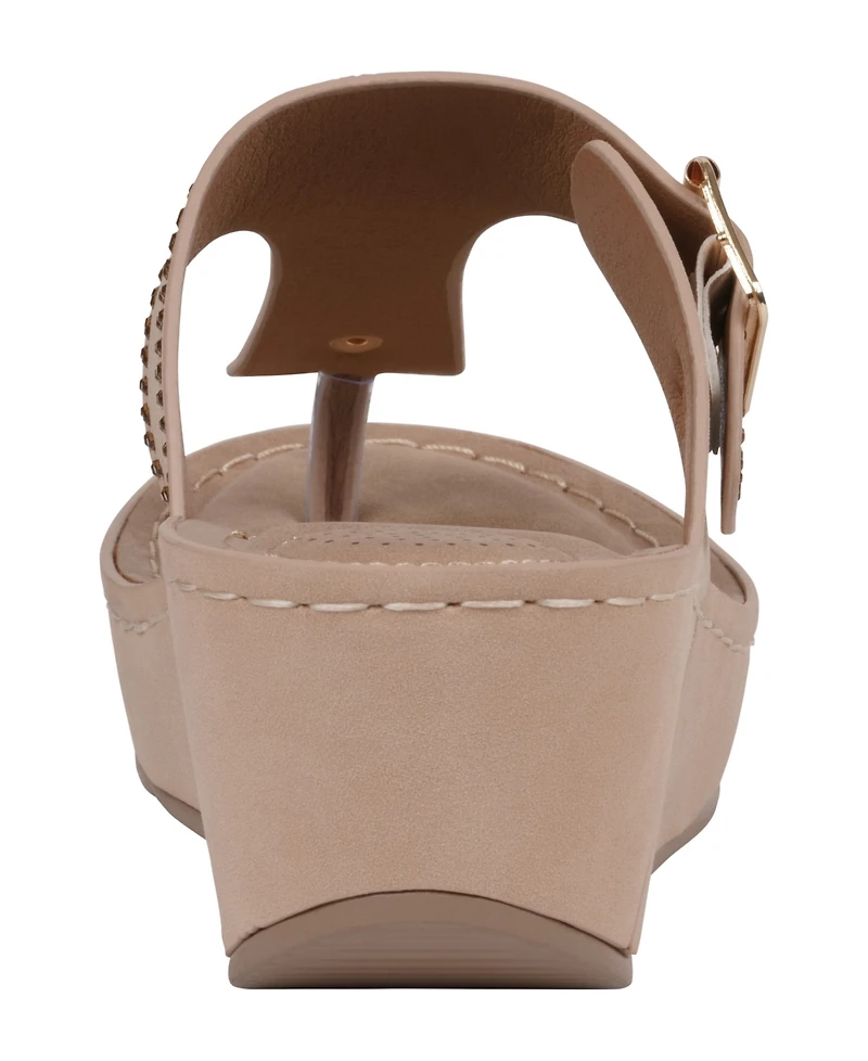 Gc Shoes Women's Alani Embellished Thong Wedge Sandals