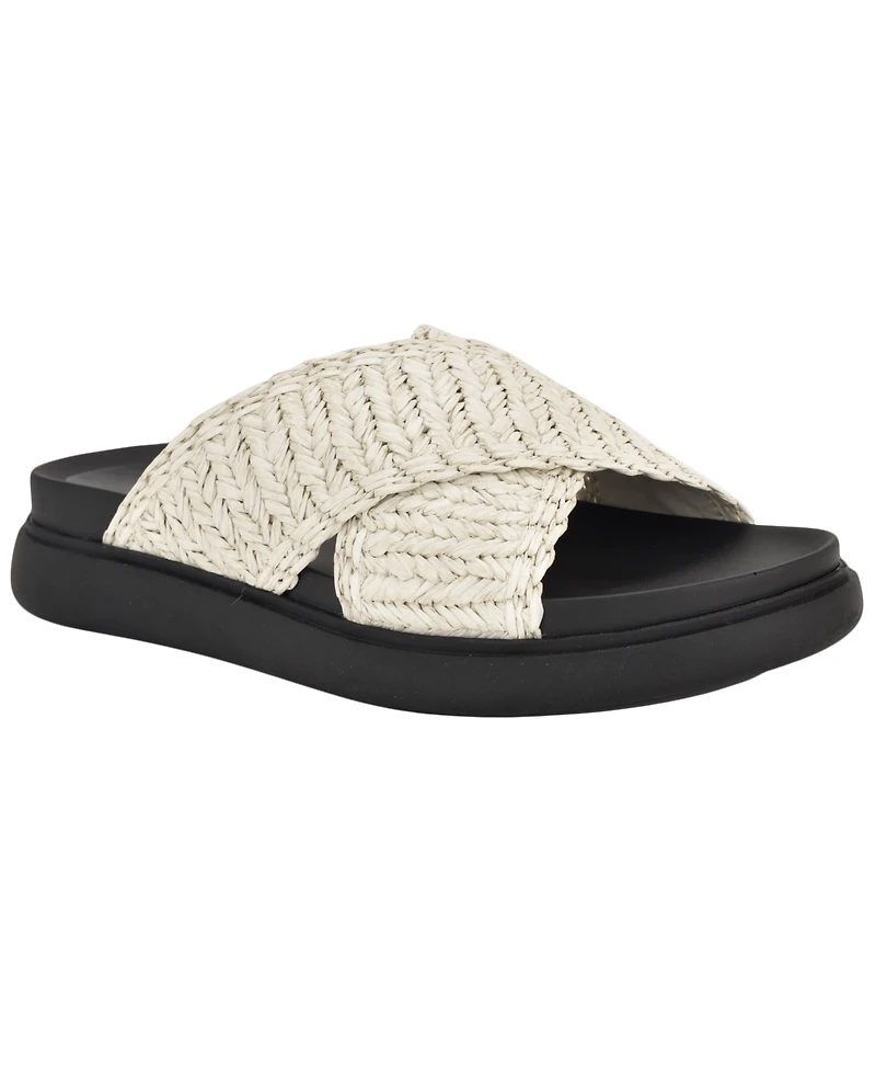 Calvin Klein Women's Pacen Woven Crisscross Flat Sandals