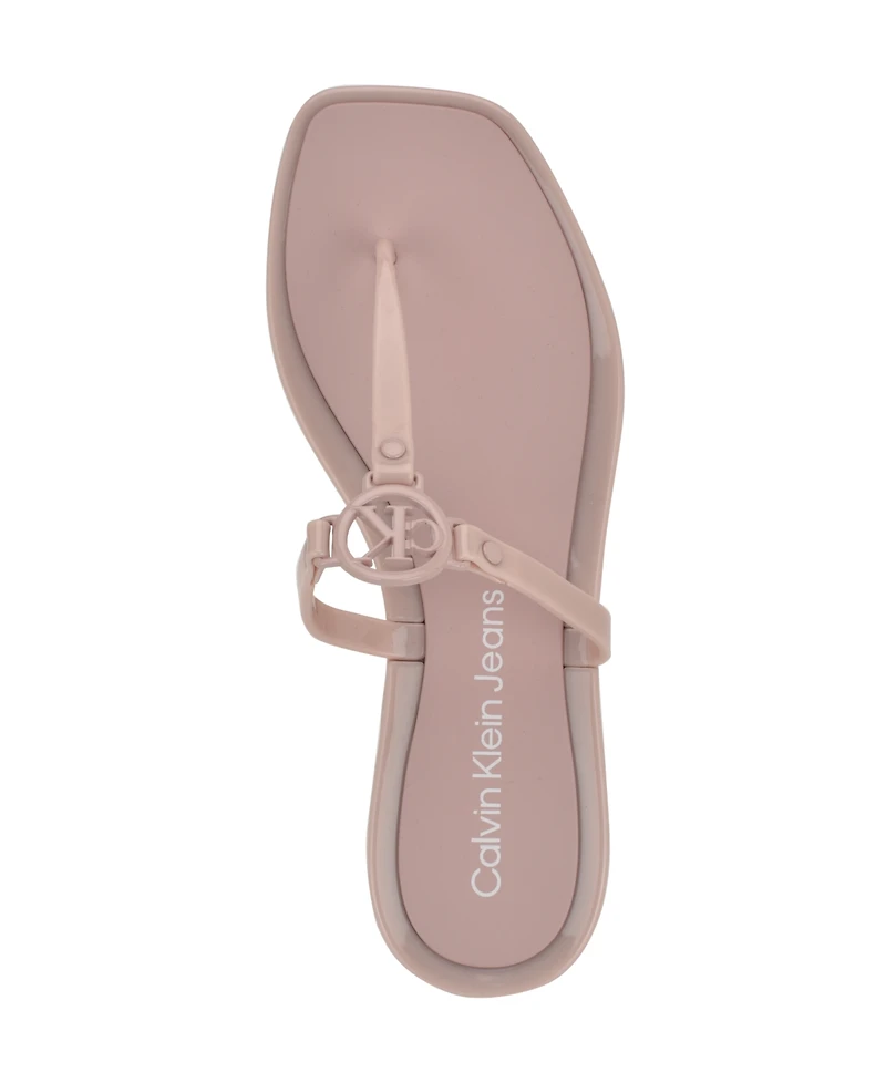 Calvin Klein Women's Edhen Logo T-Strap Flat Jelly Sandals