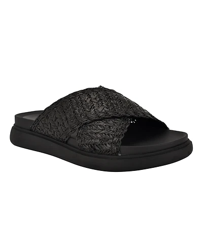 Calvin Klein Women's Pacen Woven Crisscross Flat Sandals