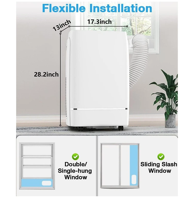 Cowsar 13000 Btu 4-in-1 Portable Ac, 24H Timer, 600sq.ft, <53dB, Quiet, Stand Up