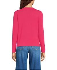 Lands' End Women's Blend Scallop Edge Fitted Cardigan Sweater - Set Top