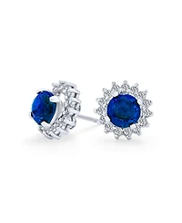 Bling Jewelry 2 1 Removable Jackets Cubic Zirconia Cz Crown Halo Ear Jacket with Round Solitaire Stud Earrings .925 Sterling Silver