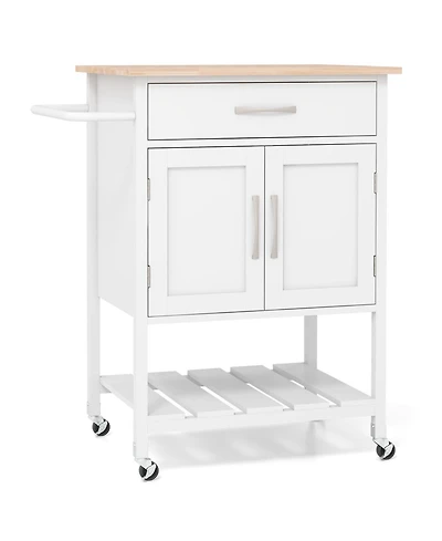 Rolling Kitchen Island Cart with Drawer and Towel Rack