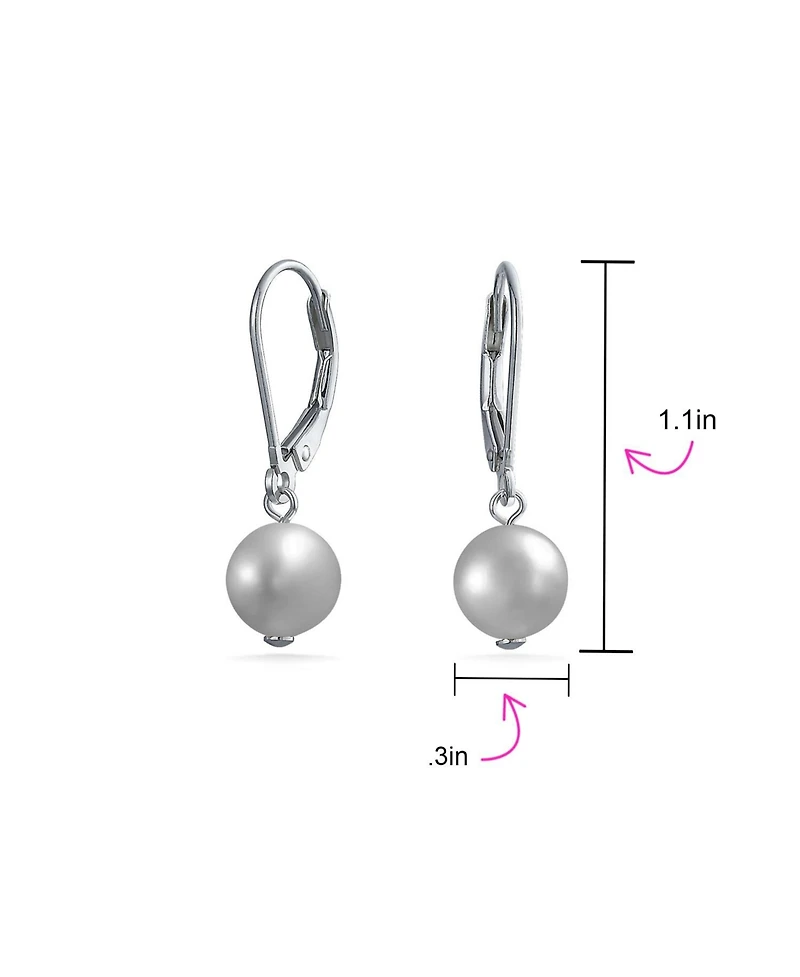 Bling Jewelry Classic Black White Pink Grey Round Freshwater Cultured Pearl Drop Dangle Bead Ball Earrings .925 Sterling Silver Lever back