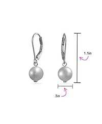 Bling Jewelry Classic Black White Pink Grey Round Freshwater Cultured Pearl Drop Dangle Bead Ball Earrings .925 Sterling Silver Lever back