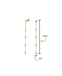Bling Jewelry Classic Minimalist Cz Threader Dangle Chandelier Earrings 14K Gold Plated Silver