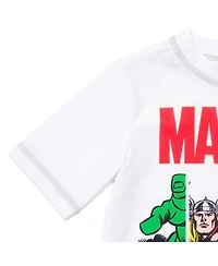 Avengers Toddler Boys Marvel Spider-Man Captain America Hulk Iron Man Pullover Rash Guard & Swim Trunks Outfit Set to