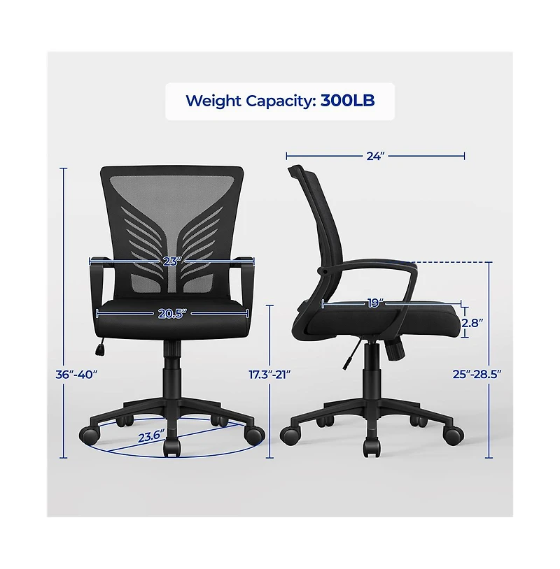 Yaheetech Set of 2 Adjustable Reclining Mesh Office Chairs