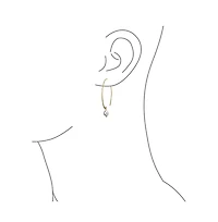 Bling Jewelry Minimalist Dangle Earrings 14K Gold Plated Pearl Threader Sterling Silver