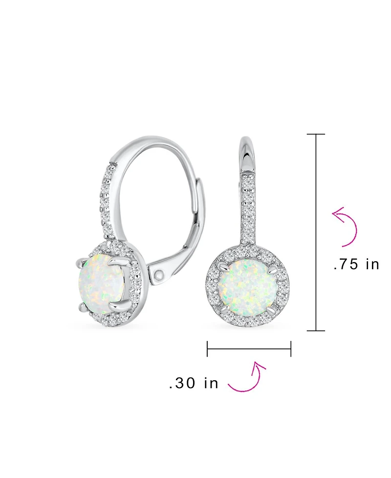 Bling Jewelry Cubic Zirconia Halo Cz Square Round Solitaire Circle White Orange Fire Created Opal Drop Earrings Rose Gold Plated .925 Sterling Silver