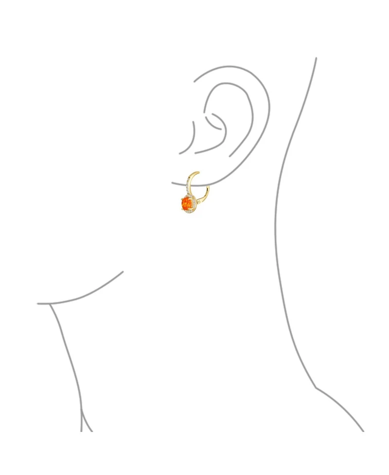 Bling Jewelry Cubic Zirconia Halo Cz Square Round Solitaire Circle White Orange Fire Created Opal Drop Earrings Rose Gold Plated .925 Sterling Silver