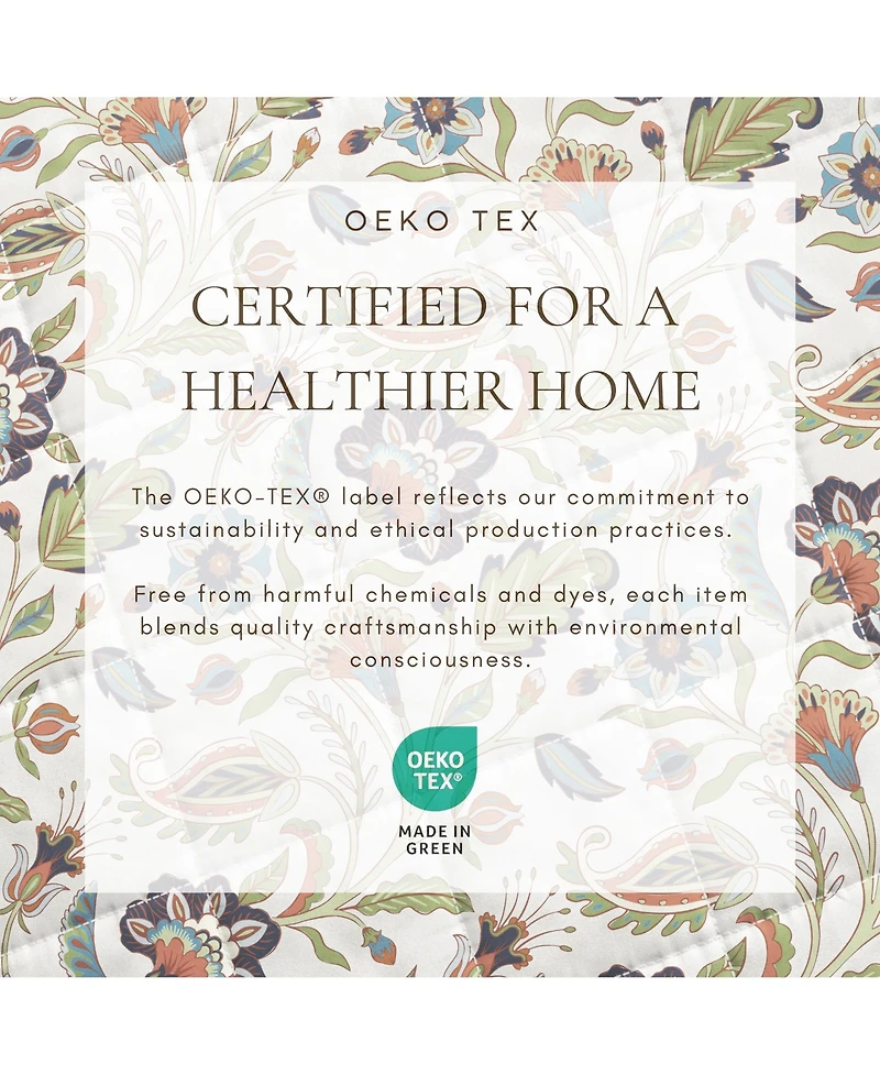 Linery & Co. Cotton Stitched Reversible Boho Floral 3 Piece Quilt and Sham Set - Regal garden