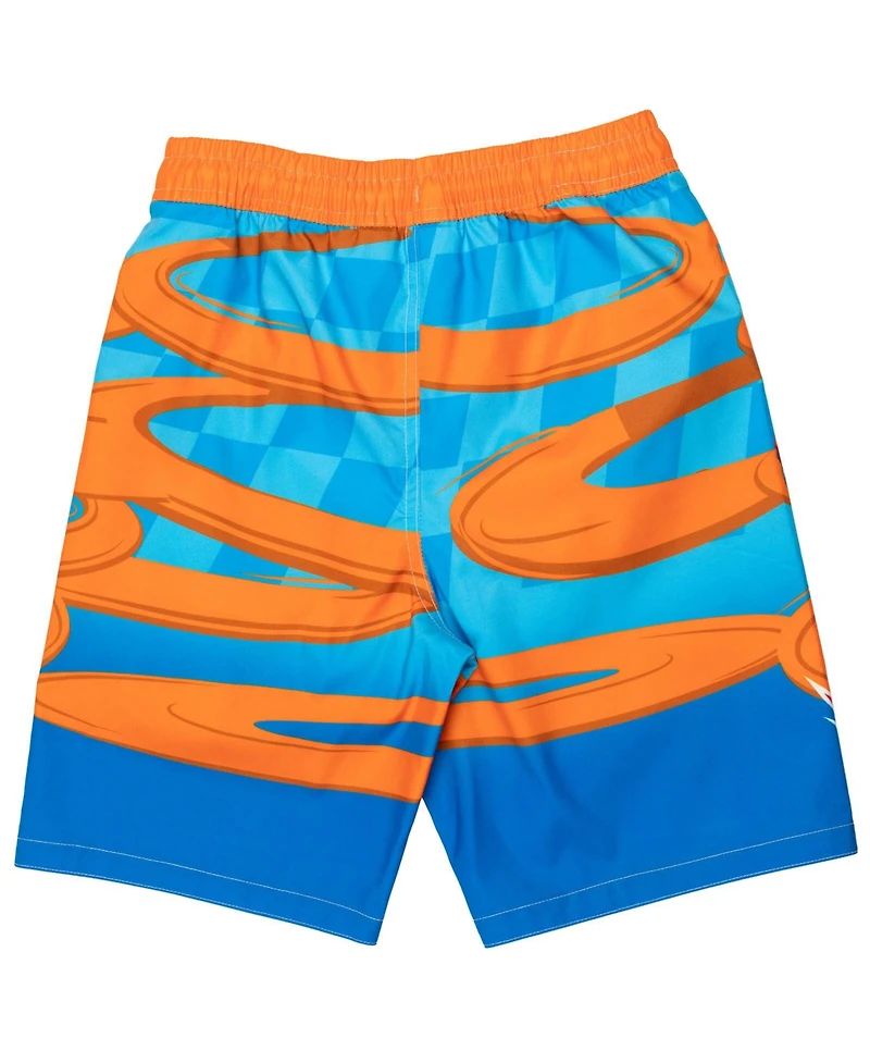 Hot Wheels Toddler Boys Upf 50+ Pullover Rash Guard and Swim Trunks Outfit Set to