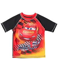 Cars Toddler Boys Disney Pixar Lightning McQueen Rash Guard and Swim Trunks Outfit Set