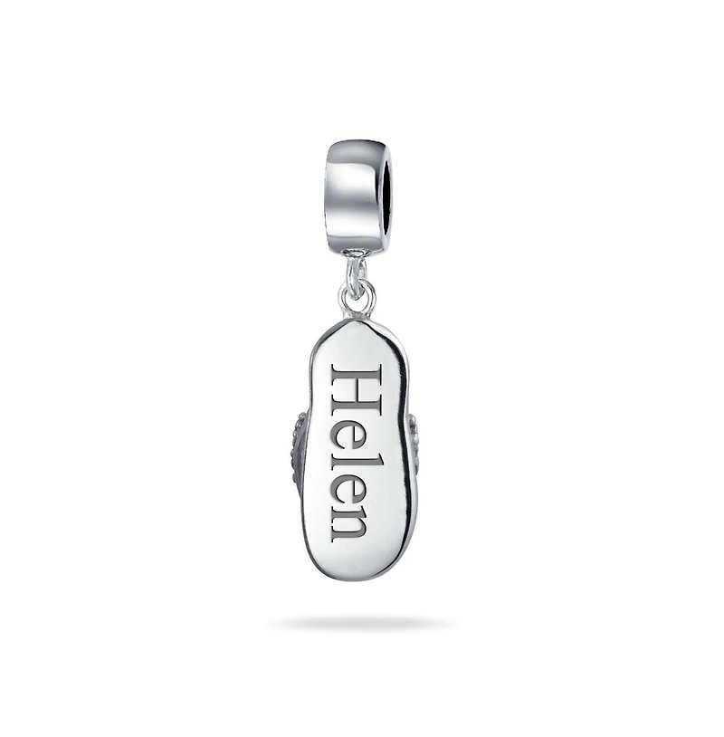 Bling Jewelry Vacation Flip Flop Sandal Cz Cubic Zirconia Dangle Travel Charm Bead Sterling Silver