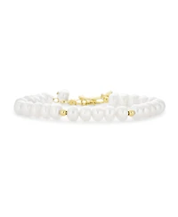 Bling Jewelry Traditional 5MM White Freshwater Pearl Strand Bracelet with Gold Beads 7"