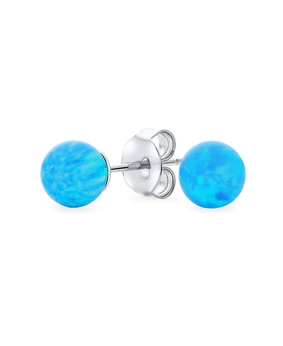Bling Jewelry Minimalist Simple Basic Round Bead Created Opalescent Opal Ball Stud Earrings Pink Blue White Orange Green 6MM
