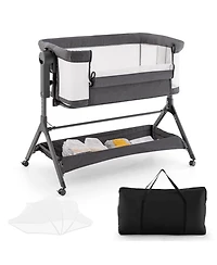 Gouun Kids Height Adjustable Bedside Sleeper with Storage Bag and Soft Mattress