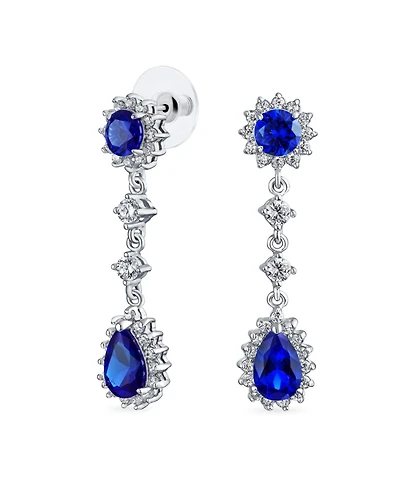 Bling Jewelry Statement Pave Crown Halo Cubic Zirconia Cz Long Dangling Oval Teardrop Chandelier Earrings