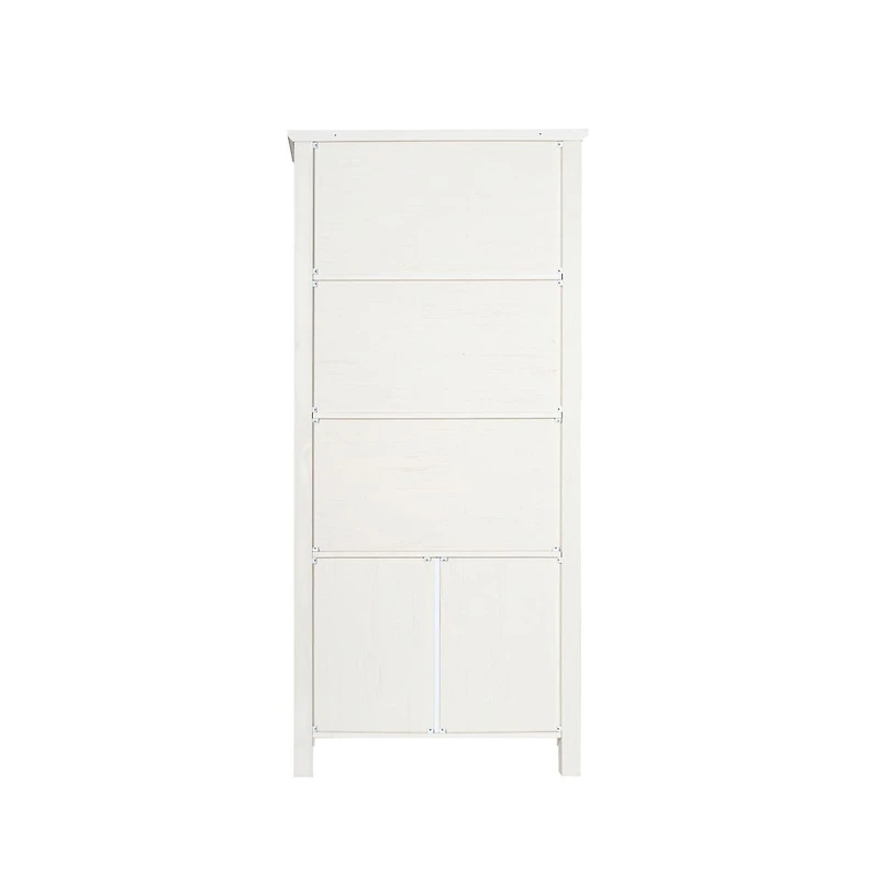 Omaha Modern Farmhouse Storage Cabinet Bookcase, Glass Doors And Open Shelves