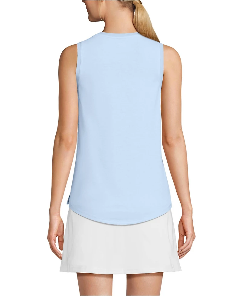 Lands' End Women's Sleeveless Power Performance Scoop Neck Curved Hem Tunic Tank