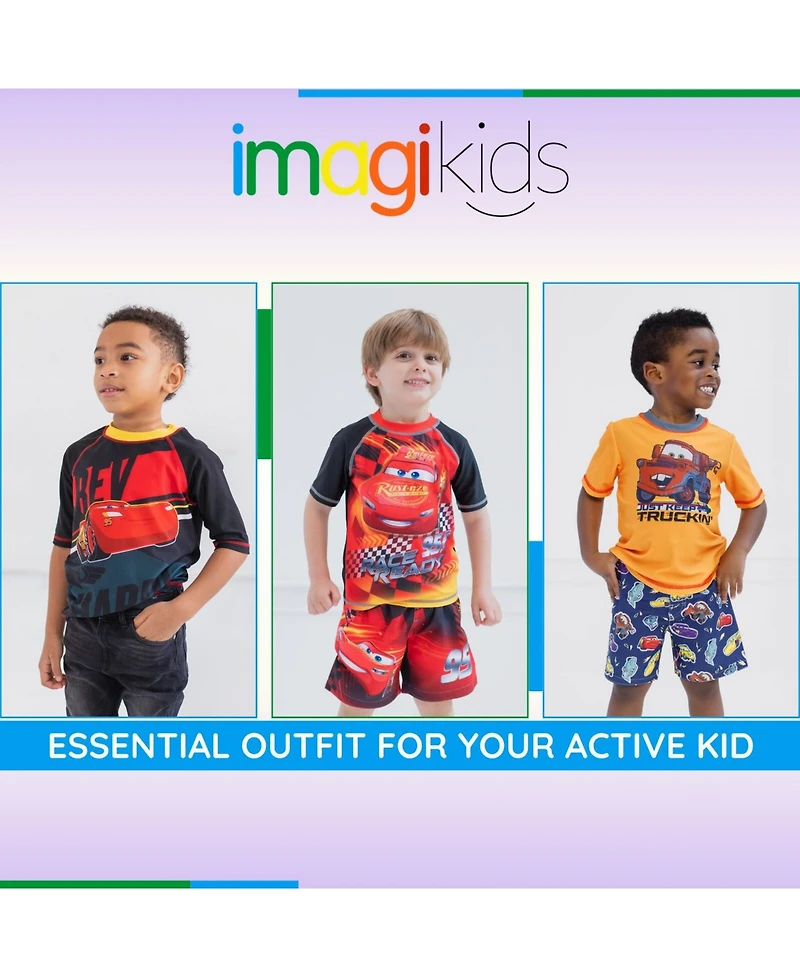 Cars Toddler Boys Disney Pixar Lightning McQueen Rash Guard and Swim Trunks Outfit Set