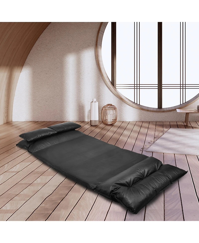 Foldable Pu Leather Leisure Floor Sofa Bed with 2 Pillows