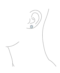 Bling Jewelry Estate Style Jewelry Oval Created Opal Crown Baguette Halo Cz Stud Earrings .925 Sterling Silver 12MM