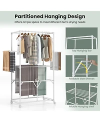 Foldable Clothes Drying Rack, 68.5" Aluminum Laundry Rack with Hanging Rods & Drying Shelves